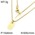 Collana dorata in acciaio inossidabile con ciondolo rettangolare e lettera D incisa - Lettera D dorata(KN293696-Z)