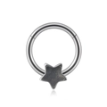 Anneau de nez en acier inoxydable 16G avec pendentif étoile noire pailletée et charnière - 1.2x8mm / Étoile (Pierre Noir Gris Étoilé)