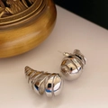Minimalistische zilveren druppeloorbellen met gedraaid croissant design en glans - E1436-Zilver Spiraal (3.0*2.0cm)