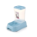 Automatic pet feeder with large blue plastic base and translucent grain storage container - Feeder (Square) / Blue