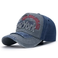Vintage-Baseballkappe in Grau und Navy mit New York-Stickerei im Washed-Look-Stil - Hellgrau Vorne Marineblau Körper