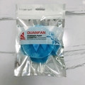 Blue plush baby powder puff with silk ribbon handle in a zipper seal packaging - Bag Packaging / Blue