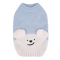 Pull en peluche bleu et blanc pour chien avec broderie ours et petites oreilles 3D - S / Bleu