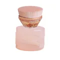 Flacher Foundation-Pinsel mit rosa Borsten und goldenem Glitzergriff mit Aufbewahrung - Champagnergold + Abdeckung - Flüssigkeit