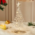 Silver LED Christmas tree figurine with hanging crystals and star topper for holiday decor - Style D Silver + LED Lights