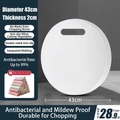 White round PE cutting board, 43cm diameter and 2cm thickness with handle and towels - Diameter 43cm * Thickness 2cm / White