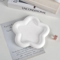 Elegant white flower-shaped ceramic jewelry tray with a smooth matte finish - Flower Style / White