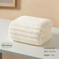 Milk white cloud grid bath towel in 140x70cm size with soft striped coral fleece texture - Upgraded Large Stripe / Bath Towel 70x140cm / Milky White