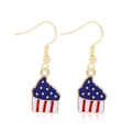 USA flag cupcake earrings in gold alloy with blue star and red stripe enamel details - Style 40-Star and Stripes Pattern Cupcake Earrings