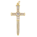 Vergoldeter Kreuz-Schwert-Anhänger mit klaren Zirkoniasteinen mikroverzierten - Gold Kreuz Schwert Anhänger (Stil 67)