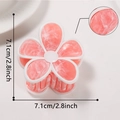 Pink resin plumeria hair claw clip with 7.1cm marble texture and white petal outlines - Pink Marble with White Edge (D6-4-5)