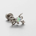 Titanium steel stud earring featuring a colorful zircon heart and bowknot design - Heart Colored Gemstone Style (A012-5#)