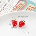 Vibrant red strawberry enamel charm with green leaves and gold ring for DIY jewelry - 1# Strawberry Type 01