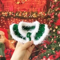 Collier de Noël en crochet vert forêt pour animaux avec bordure en peluche et cordon - Cape Verte