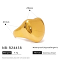 Anillo asimétrico minimalista con forma de corazón dorado en acero inoxidable - Estilo de Corazón 3D Grueso (NB-R24438)