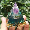 Orgonite pyramid with amethyst ball and tree of life design in handmade resin - Purple Ball Glaze Tree of Life / Small