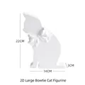 2D white cat figurine jewelry display with large bow detail 22x14x3cm stand - 2D Large Bowknot Cat Ornament