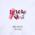 Purple and green gradient 3D butterfly crystal nail art charms size 10x12mm MZH-MJ18 - MJ18 Rose Red Light