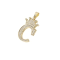 Collana hip hop dorata con ciondolo a corona lettera C e intarsio in zirconi scintillanti - Corona Lettera C