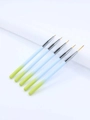 Lot de 5 pinceaux nail art professionnels avec manche pailleté vert et pointes fines - Lot de 5 Pinceaux de Lignes Dégradés / Dégradé Bleu Ciel
