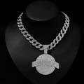 Silver hip hop Cuban chain necklace with iced-out worldwide globe pendant for men - With 18inch Cuban Chain / Silver