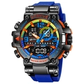 STRYVE men's sports watch featuring a blue silicone strap and digital-analog dual display - Blue