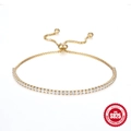Verstellbares 925er Sterling Silber Tennisarmband mit Zirkonia und Goldbeschichtung - 925er Silber / Gold