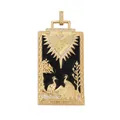 Golden tarot Lovers pendant in copper plated gold with black enamel and zircons - M070392-Black