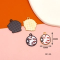 Detailed size view of eyeball pendants in gold and black frames for DIY jewelry - Gold Plating / Evil Eye