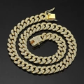 Collana a catena cubana d'oro hip hop con ciondolo lettera QUEEN e strass scintillanti - Collana 45cm / Oro