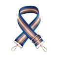 5cm adjustable blue and bronze striped wide shoulder strap with gold metal hooks - Gold Buckle / Sapphire Blue