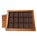 15-slot walnut finish wooden jewelry tray with soft brown velvet lining for rings - 15-Slot Compartment Tray