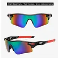 Glossy black frame cycling sunglasses with red arms and green mercury lenses - Glossy Black Red Temples (Green Mirror)