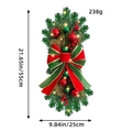 Teardrop Christmas garland with LED lights, red berries, and ornaments, 55cm height - U2-45 Red & Green (Warm Light)