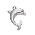 Polished silver dolphin pendant charm in stainless steel for DIY jewelry making - Steel 532# Jumping Dolphin / 13.5*21mm