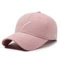 Pink cotton baseball cap with white slash embroidery and a minimalist curved brim - Adjustable / Pink