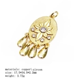 Detailed view of evil eye pendant with micro-set zircon stars and elegant drop tassels - Oval Octagonal Star Waterdrop Pendant