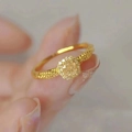 Square citrine gemstone ring with gold woven band and sparkling halo setting - Adjustable Open / Gold (Square Yellow Zirconia)