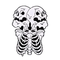 Détail du design de crânes fondants et cage thoracique pour broche en émail noir et blanc - Squelette de Crâne Fondant (XZ7316)