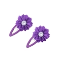 Pair of purple ribbon-wrapped hair clips with sparkling rhinestone floral accents - Deep purple
