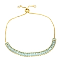 Elegant gold adjustable bracelet with emerald-cut light blue cubic zirconia stones - Light Blue