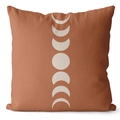 Terracotta cushion cover with cream moon phase print in a Nordic abstract style - Terracotta-Moon Phases