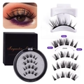 3D thick magnetic eyelashes kit with applicator, storage case and size specifications - HPD09-4 with White V-Type Tweezer
