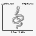 Detailed size specifications for 304 stainless steel snake pendant with measurements - Silver