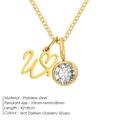 Gold plated stainless steel letter U necklace with heart charm and birthstone pendant - Letter W / Gold