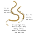 Detail showing 18K gold-plated stainless steel flat clover necklace and bracelet set - Clover Jewelry Set/SB22112801
