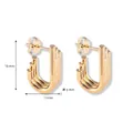 Minimalist gold U-shaped tiered earrings with industrial design measuring 18mm high - Gold