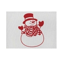 Detailed texture of cotton linen placemat featuring a festive red Christmas snowman print - 32*21cm (Cotton Linen Material) / CD092-4 Snowman Pattern