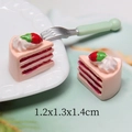 Macro shot of miniature strawberry cake slices with dimensions 1.2x1.3x1.4cm for DIY crafts - Light Pink Triangle Cake