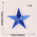 Blue pentagon star embroidered patch with 3D texture and 7cm size for DIY apparel - Large Blue Five-Pointed Star (G1L-A-4-2 Iron-On)
